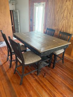 Dining Table Set with 4 Chairs & Built-In Storage