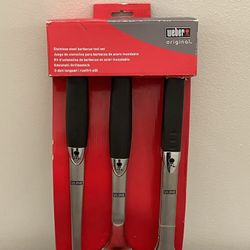 NEW!! WEBER 3-PIECE STAINLESS BARBECUE TOOL SET - posted price is firm.