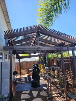 Pergola, wood, 18feet long x 8 feet wide, still constructed.