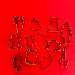 Assorted Aluminum Christmas Cookie Cutters Lot-12