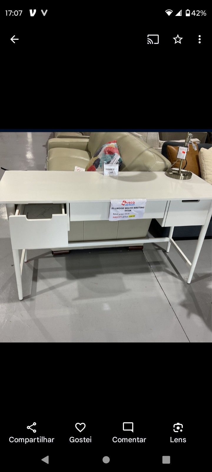 Brand New Threshold Elewood Large Writing Desk With Drawers White