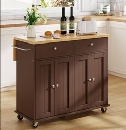 Kitchen Island on Wheels with Storage Cabinet Kitchen Cart Cabinet with Shelves, Cart