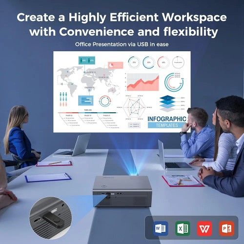 Auto Focus/4K Support] Projector with WiFi 6 and Bluetooth 5.2, 850ANSI Native 1080P Outdoor Movie Projector, Vertical Keystone Smart Projector 50% Zo