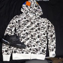 brand new BAPE white camo hoodie size medium