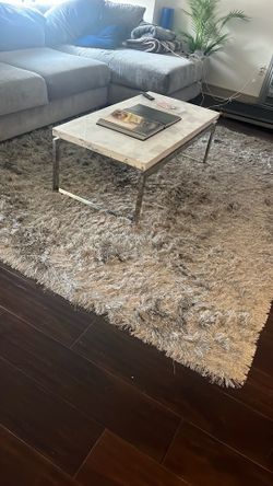 Large Gray Shag Area Rug – Good Condition