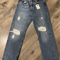 Levi's Premium Women's Sz 27 x 28 Blue Wedgie Straight Jeans $100+