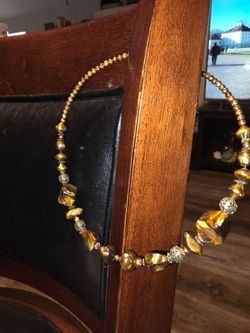 Gold Tone Beaded Statement Necklace