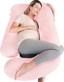  Pregnancy Pillows, Soft U-Shape Maternity Pillow with Removable Cover - Full Body Pillows for Adults Sleeping - Pregnancy Must Haves - Jumbo 57 Inch