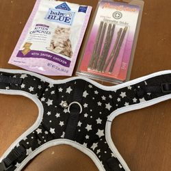 Star Kitten Harness, open silvervine catnip sticks and kitten treats