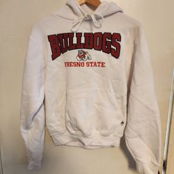 Vintage Russell Fresno State Bulldogs Hoodie Sweatshirt XS White 