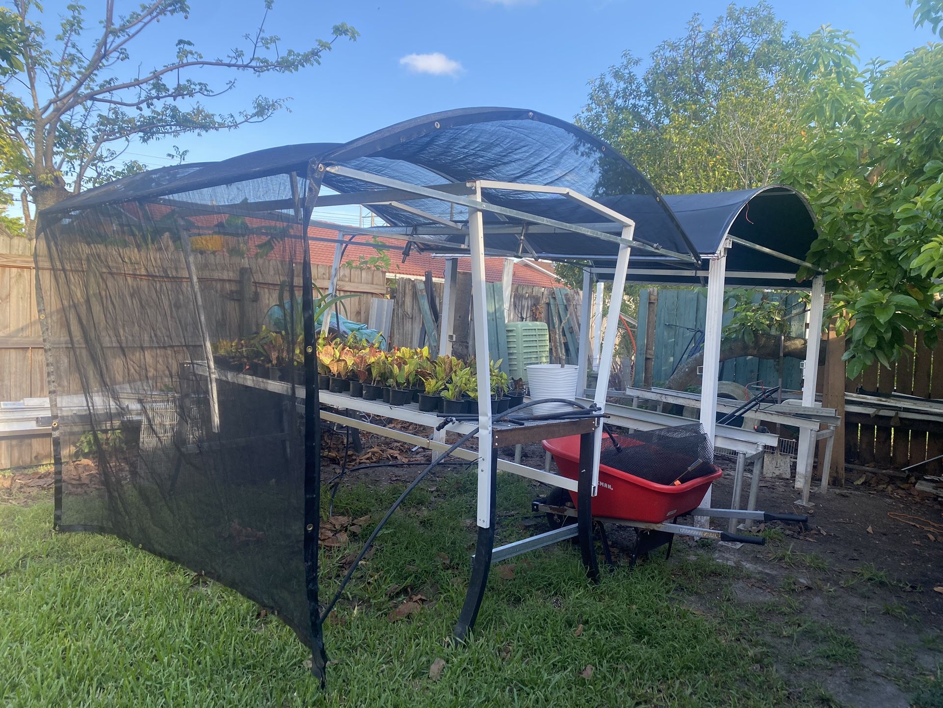 Outdoor greenhouse with nets