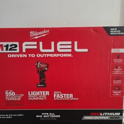 MILWAUKEE M12 FUEL 3/8" STUBBY IMPACT WRENCH KIT! WITH 5.0 HIGH OUTPUT BATTERY! NEW!$240 FIRM👈