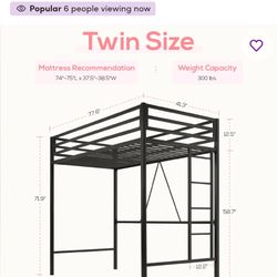 Twin Loft Bed With Mattress. Never Used!
