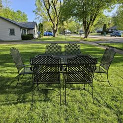 7pc Iron Patio Table Set 