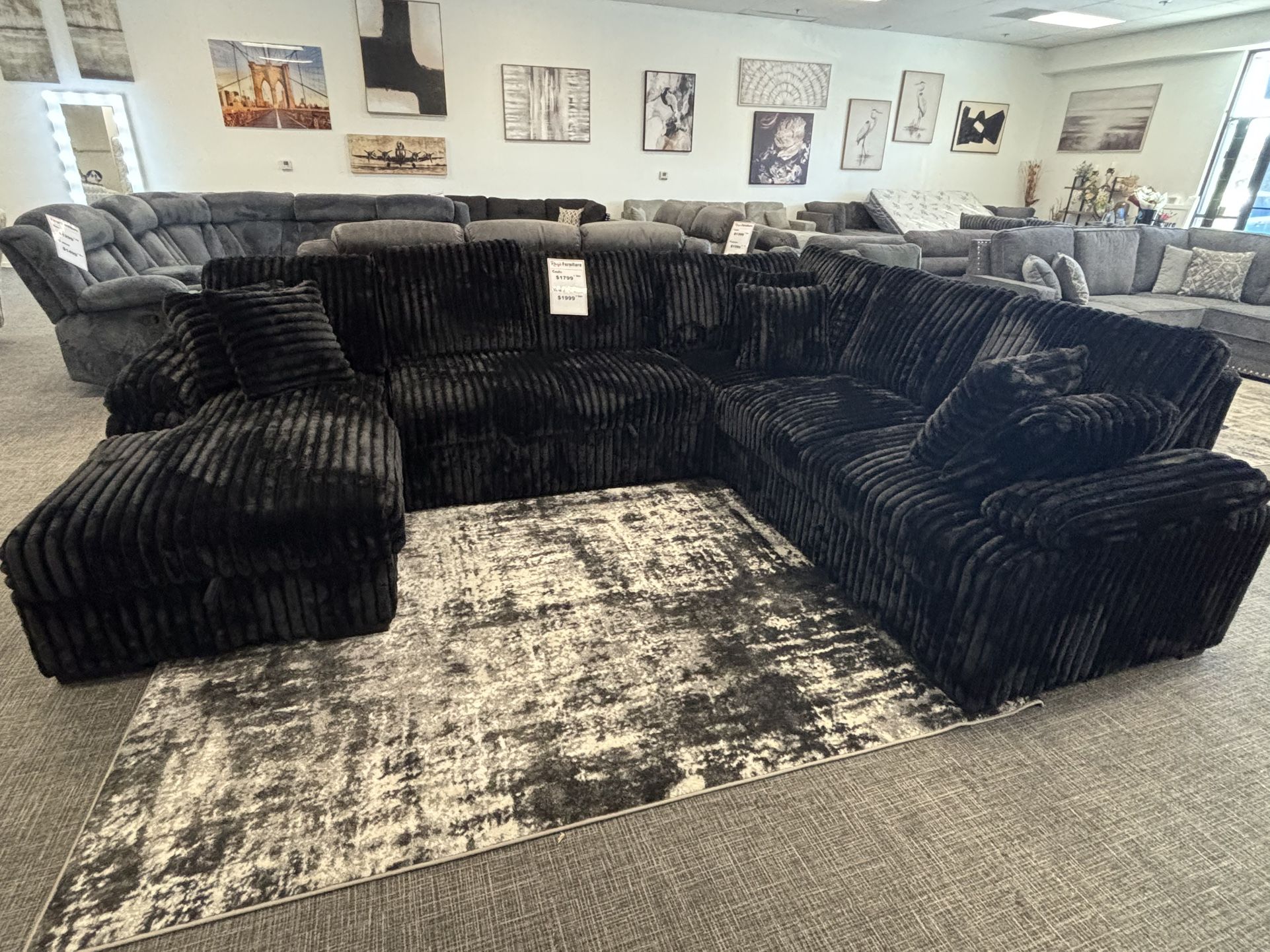 Black Corduroy Sectional w/ Storage & Sleeper β $1,799 π€ποΈ