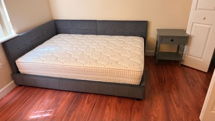 Corner Upholstered Bed with Mattress
