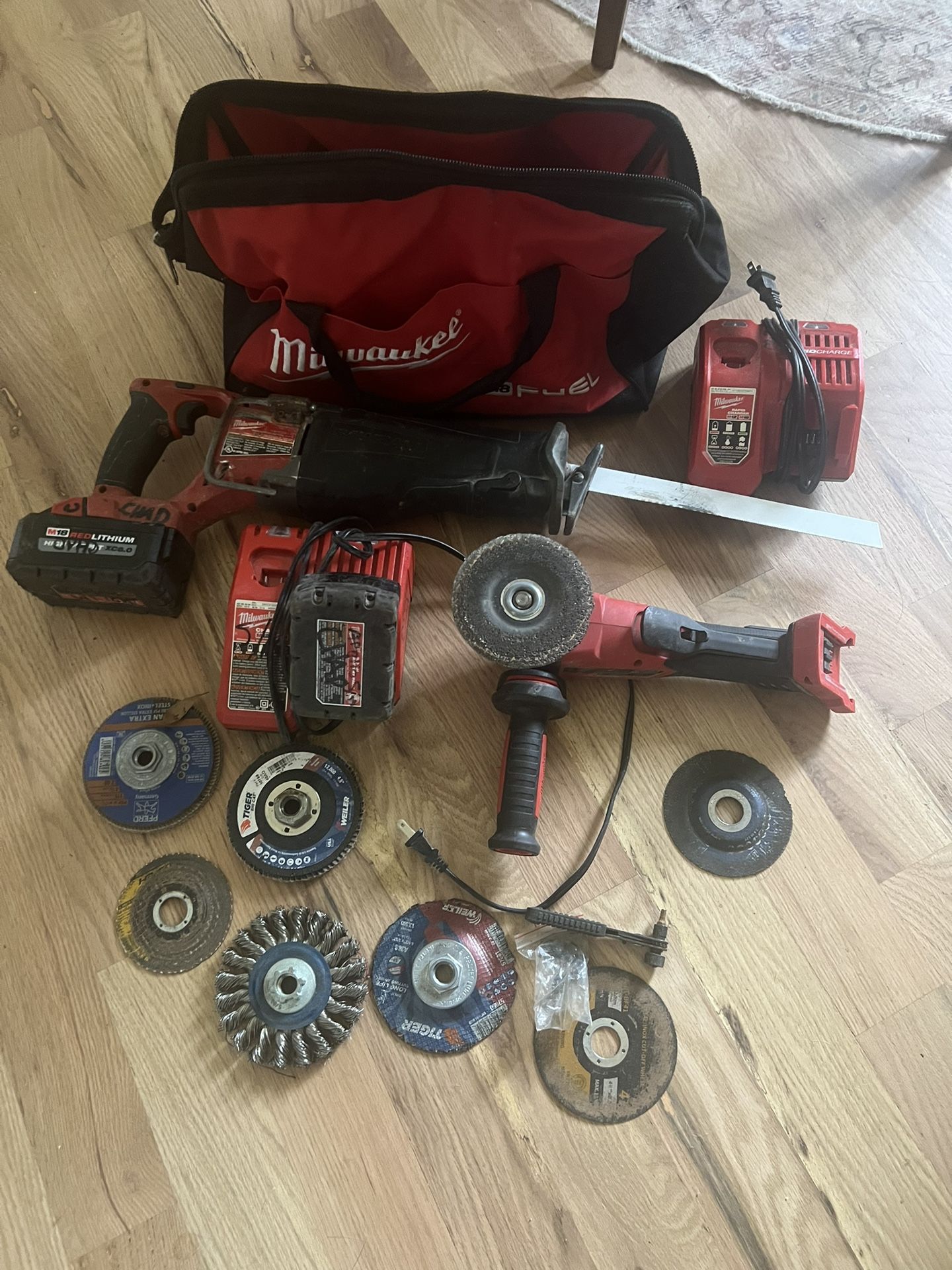 Milwaukee Tools Sawzall Angle Grinder, Battery Chargers