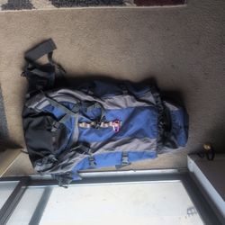 Blue Camping Backpack With Readjustable Shoulder Straps