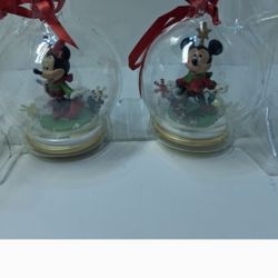Minnie & Mickey Christmas Ornaments - Snowglobes