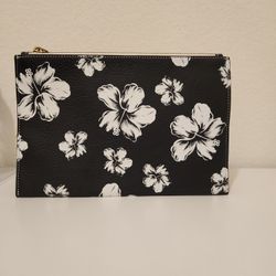 J.Crew Leather Floral Pouch