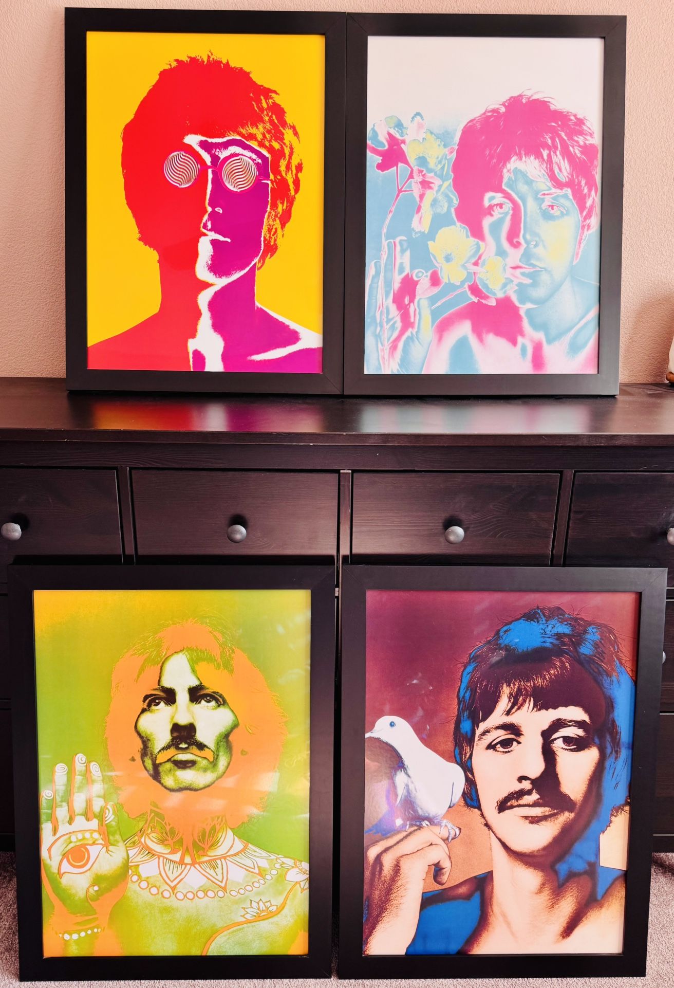 The Beatles - FRAMED Original 1967 Richard Avedon 21x28.5 Poster Set of 4
