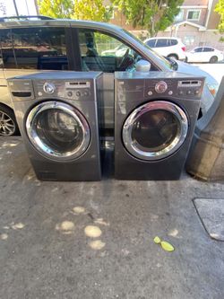 Washer and gas dryer, LG brand, front load.
