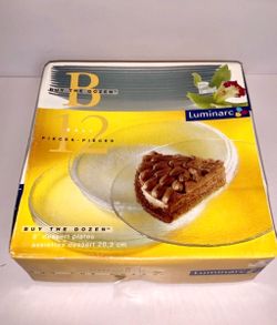 Luminarc Bali Clear Glass 8” Dessert Plates Set of 12 Buy The Dozen Boxed USA
