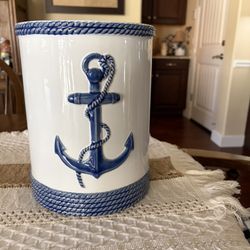 Nautical Ceramic Trash Can For Bathroom
