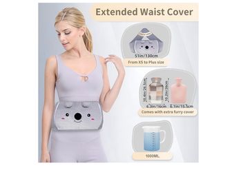 Hot Water Bag, Hot Water Bottle wtih Cover, 1L Rubber Warm Hot Water Bottles Pouch with 130cm Long Soft Waist Cover for Neck, Shoulder, Back, Hand, Le