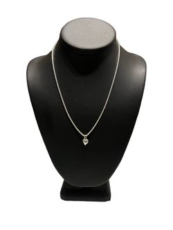 .925 Sterling Silver 18” Rope Chain w Puffy Heart Pendant / Cadena de Plata