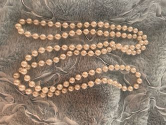 Long Faux Pearl Beaded Necklace