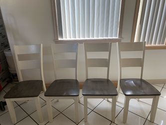 White/grey chairs.