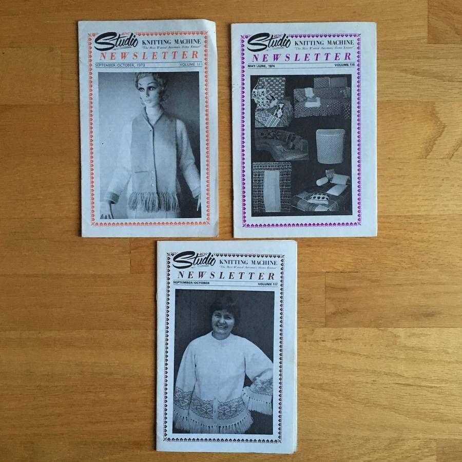 Lot of 3 Vintage Singer Studio Machine Knitting Newsletter Magazines.