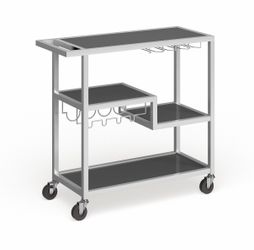 Rolling Bar Cart with Wine Glass Holders
