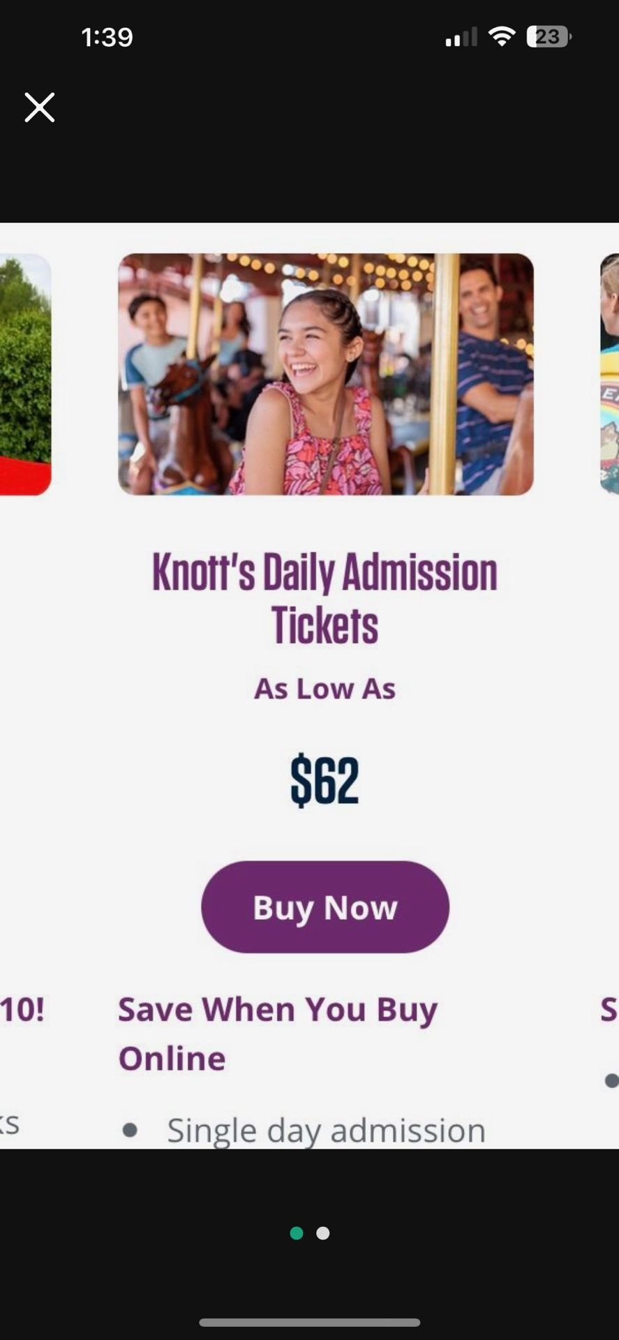 Two Tickets To Knotts Berry Farm