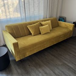 Modern Mustard Yellow Sofa – Scandinavian Design (Like New)
