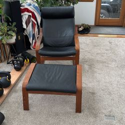 Black IKEA Lounger With Ottoman 