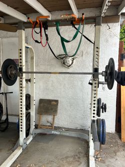 Weight Rack and Weights with bar