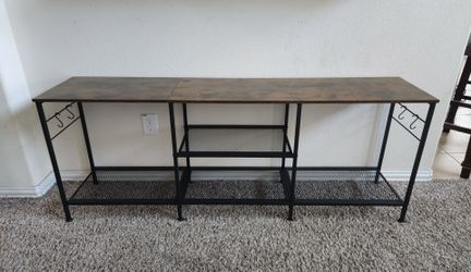 Rustic Style Metal and Wooden TV Stand/Entertainment Center for TVs up to 70" with Shelves and Hooks