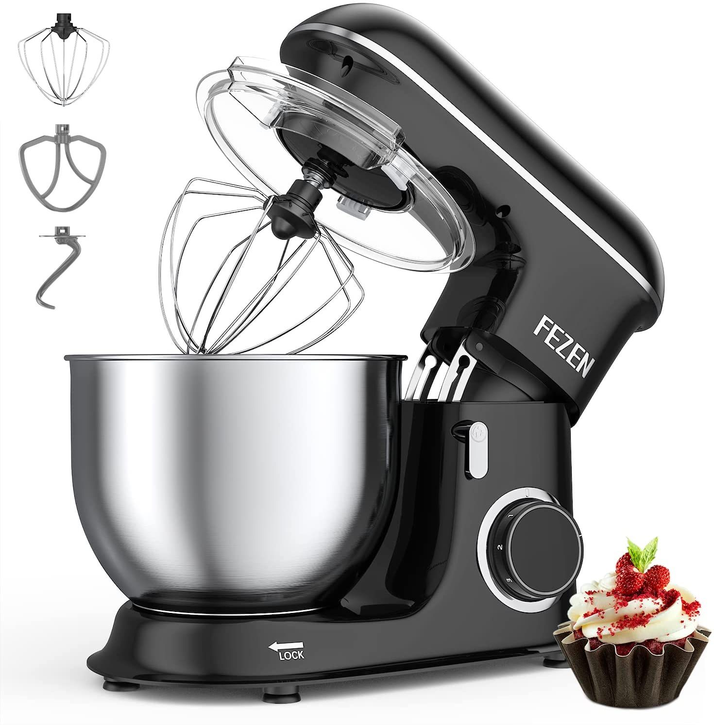 Stand Mixer, 7.4 Qt. 660W 6-Speed Tilt-Head Food Mixer, Kitchen Electric Mixer with Dishwasher-Safe Dough Hook, Flat Beater, Wire Whip for Most Home C
