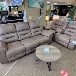 Ashley Stone  Reclining Sofa and Loveseat 