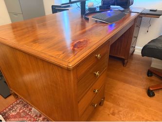 Vintage Wooden Executive Desk with Pull-Out Surface