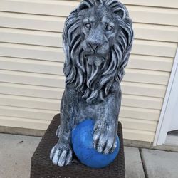 3 Foot Tall, Stone, Color, Lion Statue 
