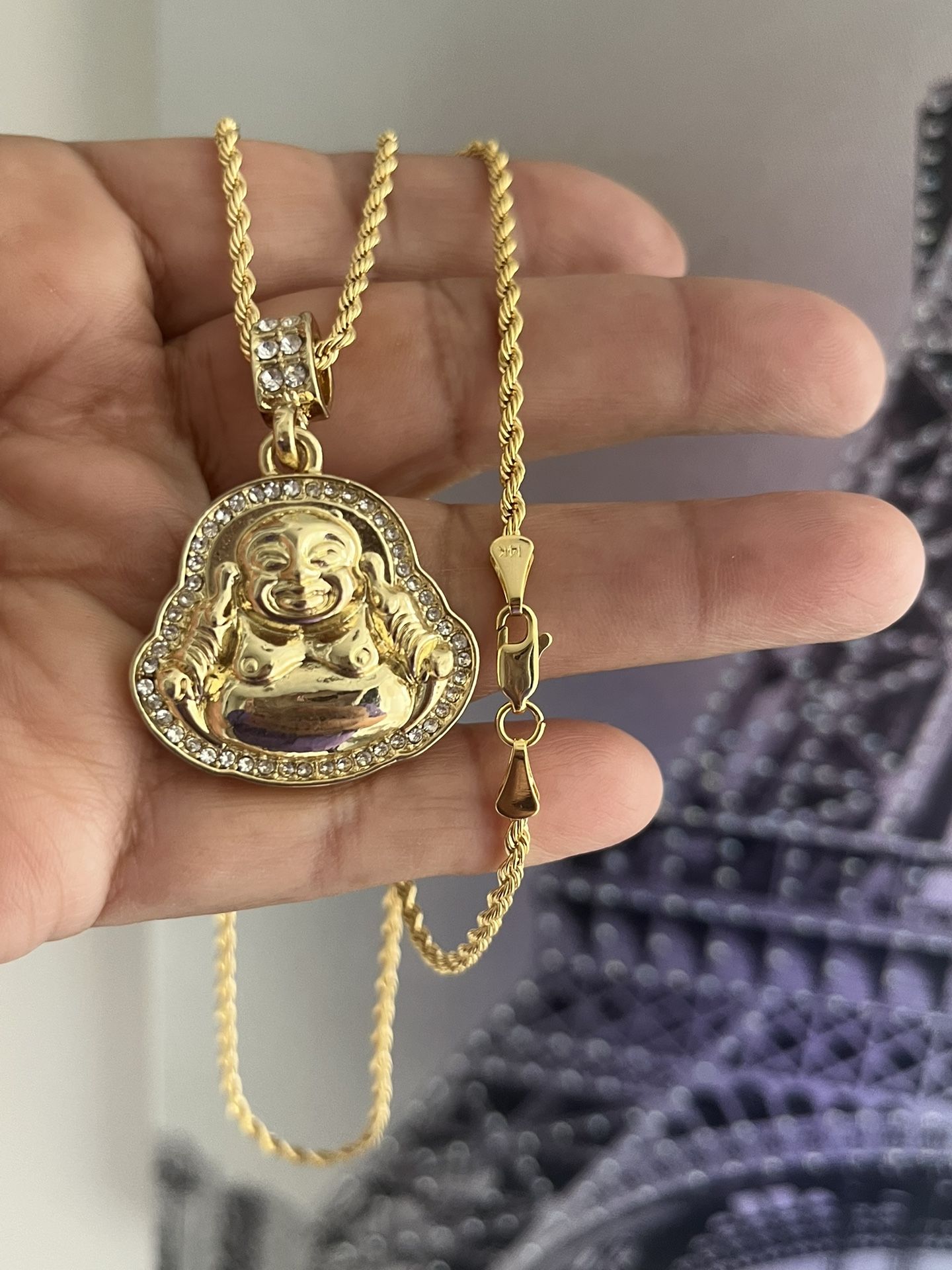 gold buddha necklace gold plated