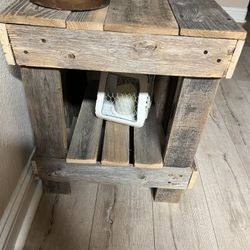Rustic Wood End Table