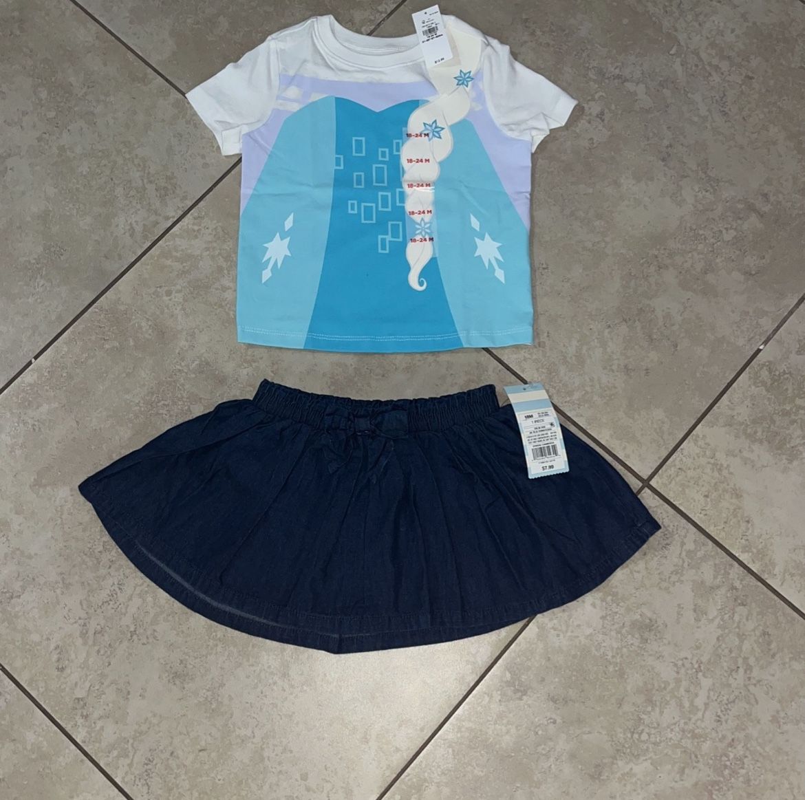 Old Navy Toddler Girl’s Frozen Elsa Shirt and Cat & Jack Skirt, Size 18-24 Months, 18 Months