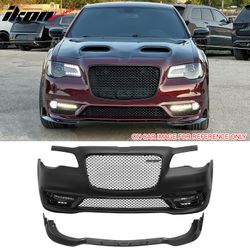 Fits 2015-2023 Chrysler 300 SRT Style Front Bumper Cover Fog Lights Gloss Grille/Lip