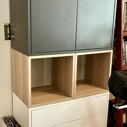 IKEA EKET storage unit with cabinet, shelves, and drawers