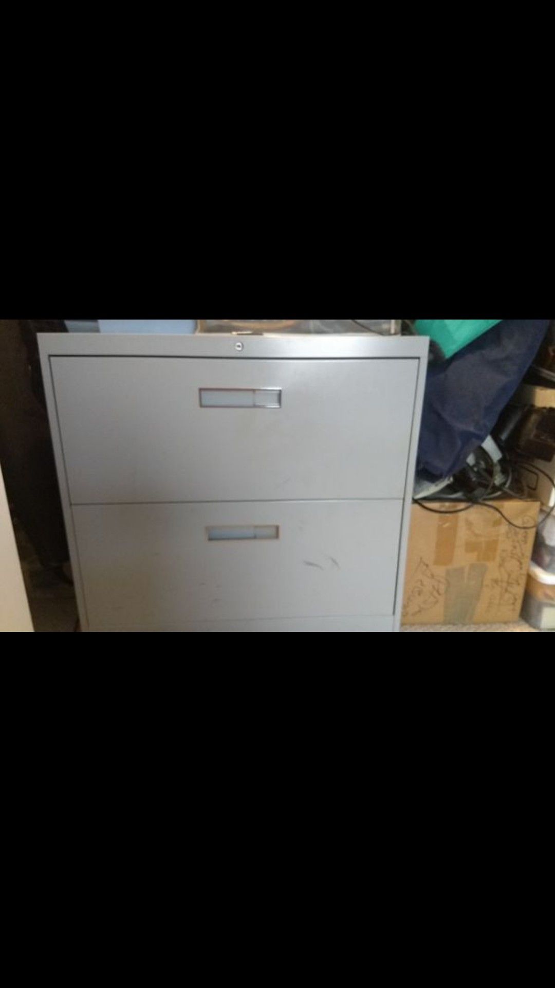 Lateral filing cabinet hanging files 2 drawer metal