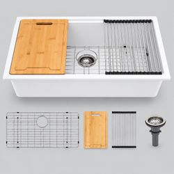 30 in White Quartz Kitchen Sink